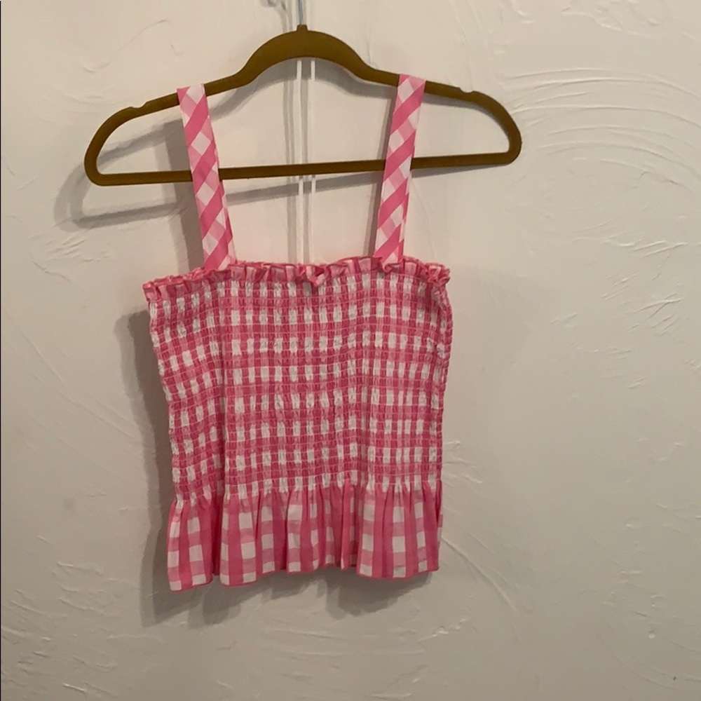 NWOT stretchy pink plaid tank